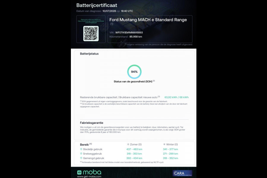 Ford Mustang Mach-E RWD 75 kWh SOH 94% GARTANTIE 2031* APPLE CARPLAY / ANDROID AUTO  . 360° CAMERA .