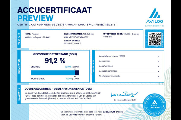 Peugeot e-Expert Long Asphalt 75 kWh Snellader Koelwagen 12V+230V SOH 91% 05-2022