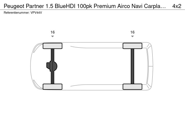 Peugeot Partner 1.5 BlueHDI 100pk Premium Airco Navi Carplay Cruise Control PDC Achter