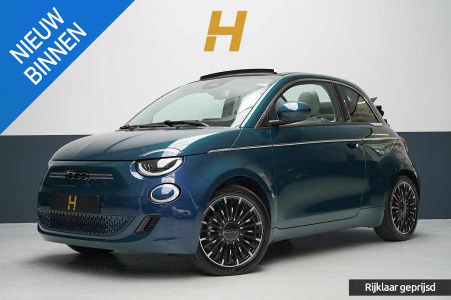 Fiat 500C La Prima 42 kWh | SoH 96,8% | Leder | Lm velgen | Navigatie | Carplay | Stoelverwarming
