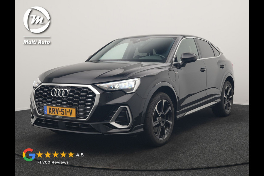 Audi Q3 Sportback 45 TFSI e 2x S Line PHEV 245pk Dealer O.H. | Trekhaak Af Fabriek | Blis | Sportstoelen Verwarmd | Apple Carplay | Sfeerverlichting | Navigatie | DAB | 19"L.M | Virtual | Plug In Hybrid |