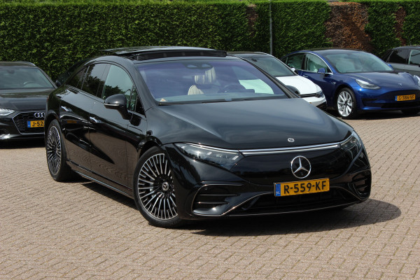Mercedes-Benz EQS 450+ AMG Line 108 kWh / SoH 95,9% / Achterasbesturing / Panoramadak / Head-up / 360Camera / Luchtvering / Burmester / 20'' / Stoelventilatie / Stoel+Stuurverwarming / Dodehoek / DAB / ACC