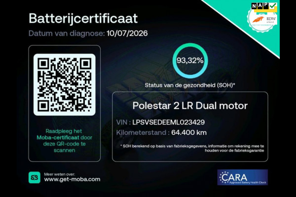 Polestar 2 Long Range Dual Motor Launch Edition 78kWh 93% SOH Trekhaak 1e Eig NL-Auto Rijklaarprijs!