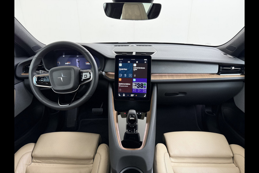 Polestar 2 Long Range Dual Motor Launch Ed. 78kWh 408PK Adap.Cruise Trekhaak Leder Panoramadak Harman&Kardon®-Audio BlindSpot 360°Camera St Keyless Draadloos Tel. Opladen Elek.Stoelen+Memory Elek.Achterklep Road-SIgn Info Lane Keeping Aid Ecc Pdc Lmv 19" Led Bluetooth 1e Eigenaar Dealeronderhouden 1.500KG Trekgewicht Zeer compleet