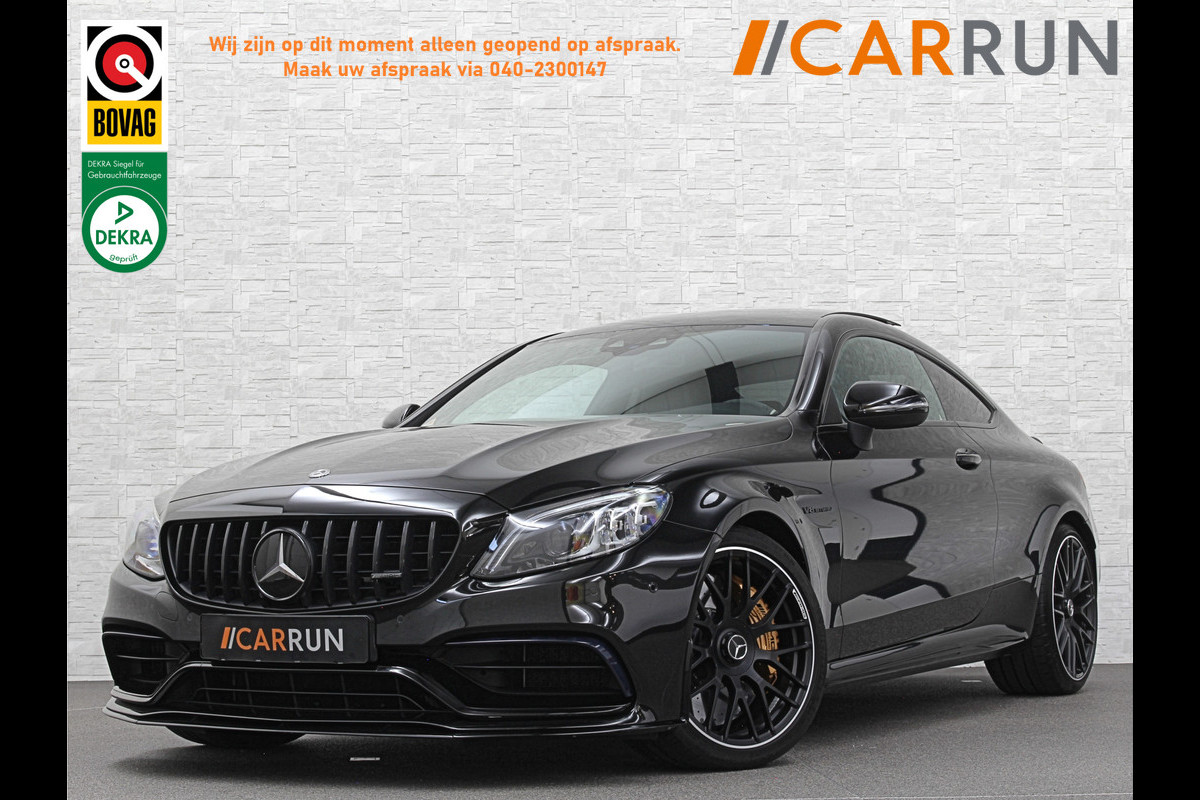 Mercedes-Benz C-Klasse Coupé 63 S AMG | Keramisch | Schaalstoelen | Carbon | AMG Driver's Package | Aero-Pakket | Panorama | Burmester | 12 maanden Bovag Garantie | Multi-Beam LED | Memory | ACC | Rij-Assistentie Pakket | Keyless-Go | Sfeerverlichting | Carplay | Rijklaarprijs.