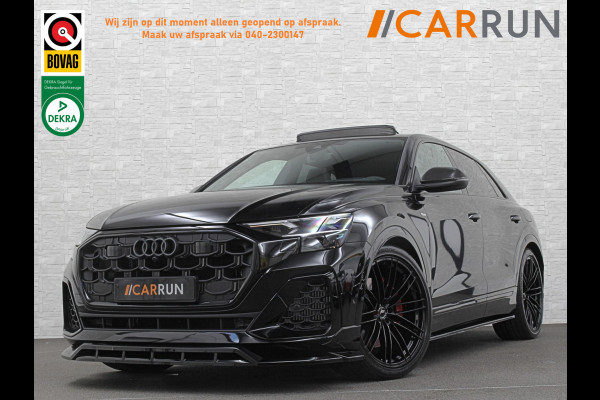 Audi Q8 60e 490pk #RS-Stoelen | 4WS | OLED | Laser-LED | Carbon | Massage | Ventilatie | Valcona Leder+ Pakket | B&O Sound | 23'' | Alcantara hemel | Head-Up | Soft-Close | Panodak | 2x Memory | Trekhaak | Keyless-Entry | Luchtvering | Achterasbesturing | Nw.Pr. 160.000,= | Fabrieksgarantie | Direct rijden.