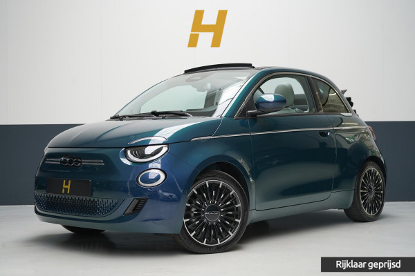 Fiat 500C La Prima 42 kWh | SoH 96,8% | Leder | Lm velgen | Navigatie | Carplay | Stoelverwarming