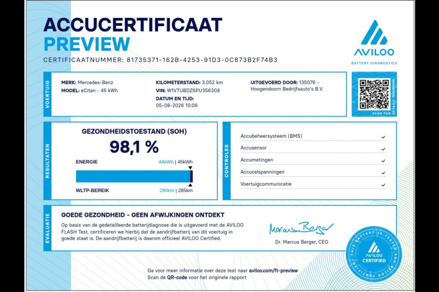 Mercedes-Benz eCitan 112 51 kWh - L2 Lang - 22 kWh Laden - SoH 98%