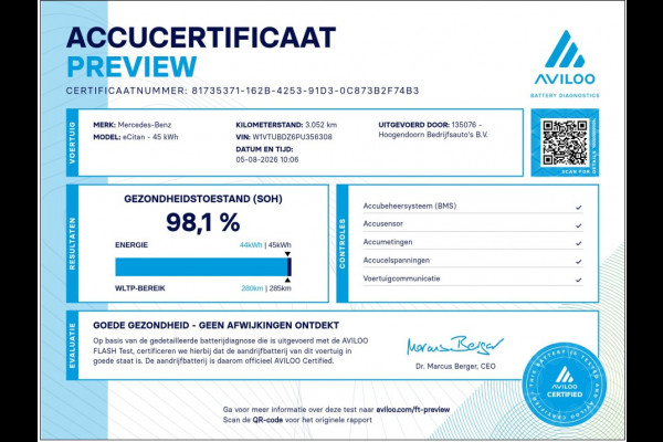 Mercedes-Benz eCitan 112 51 kWh - L2 Lang - 22 kWh Laden - SoH 98%