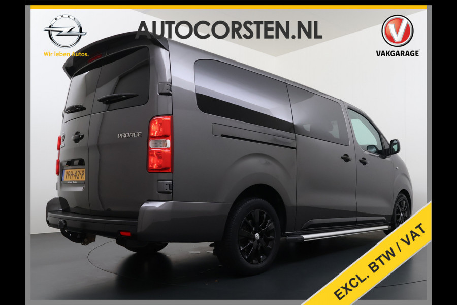 Toyota ProAce Worker L3 2.0D-4D 177PK Automaat Leder Dubbele Cabine 5-Persoons Stoelverwarming Trekhaak Camera 3D-Navi Ecc Apple Carplay Android Auto Sidebar Lmv 17" Privacy Glas Betonplex Vloer Wandbetimmering 1e Eigenaar 2.500KG Trekgewicht 400NM