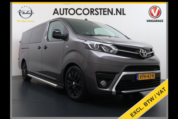 Toyota ProAce Worker L3 2.0D-4D 177PK Automaat Leder Dubbele Cabine 5-Persoons Stoelverwarming Trekhaak Camera 3D-Navi Ecc Apple Carplay Android Auto Sidebar Lmv 17" Privacy Glas Betonplex Vloer Wandbetimmering 1e Eigenaar 2.500KG Trekgewicht 400NM