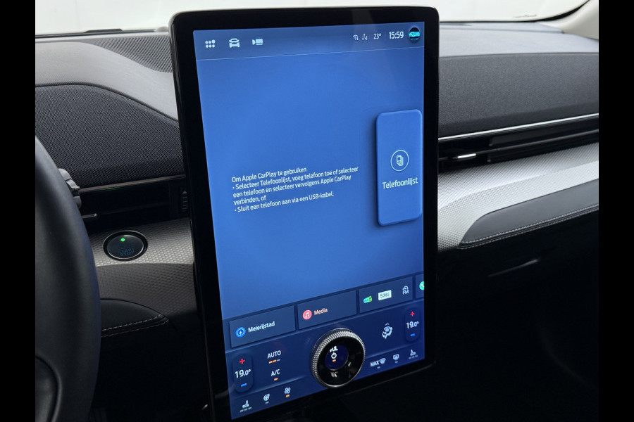 Ford Mustang Mach-E Extended RWD 98kWh SOH 94% Trekhaak Adap.Cruise B&O-Audio Leder 360°Camera Stoel+Stuurverwarming Navi Ecc Apple Carplay A Lmv 18" Privacy Glas Pdc Voorruitverwarming DAB Elek.Achterklep Keyless Dodehoekwaarschuwing 1e Eigenaar 750KG Trekgewicht Origineel Nederlandse Auto