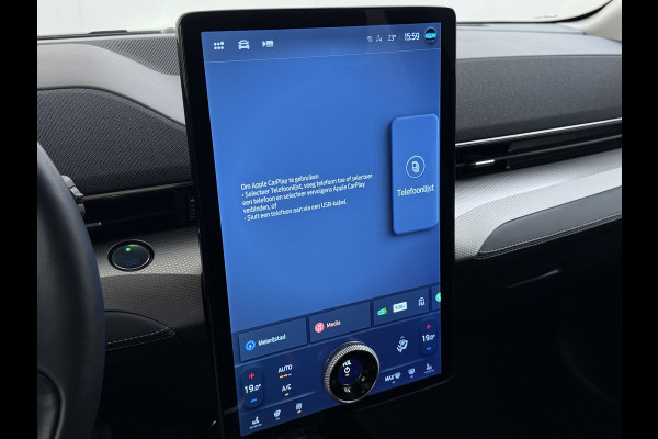 Ford Mustang Mach-E Extended RWD 98kWh SOH 94% Trekhaak Adap.Cruise B&O-Audio Leder 360°Camera Stoel+Stuurverwarming Navi Ecc Apple Carplay A Lmv 18" Privacy Glas Pdc Voorruitverwarming DAB Elek.Achterklep Keyless Dodehoekwaarschuwing 1e Eigenaar 750KG Trekgewicht Origineel Nederlandse Auto