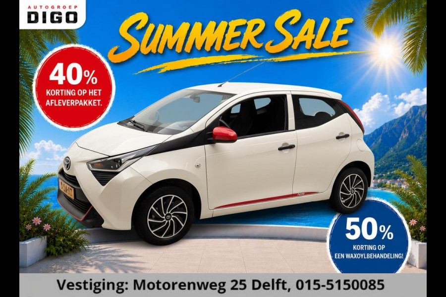 Toyota Aygo 1.0 VVT-i CORAL RED PACK 1e EIG. GARANTIE 7-2030* AIRCO. CARPLAY NAVI.PRIVACY GLASS. COMFORT PACK.100% OH