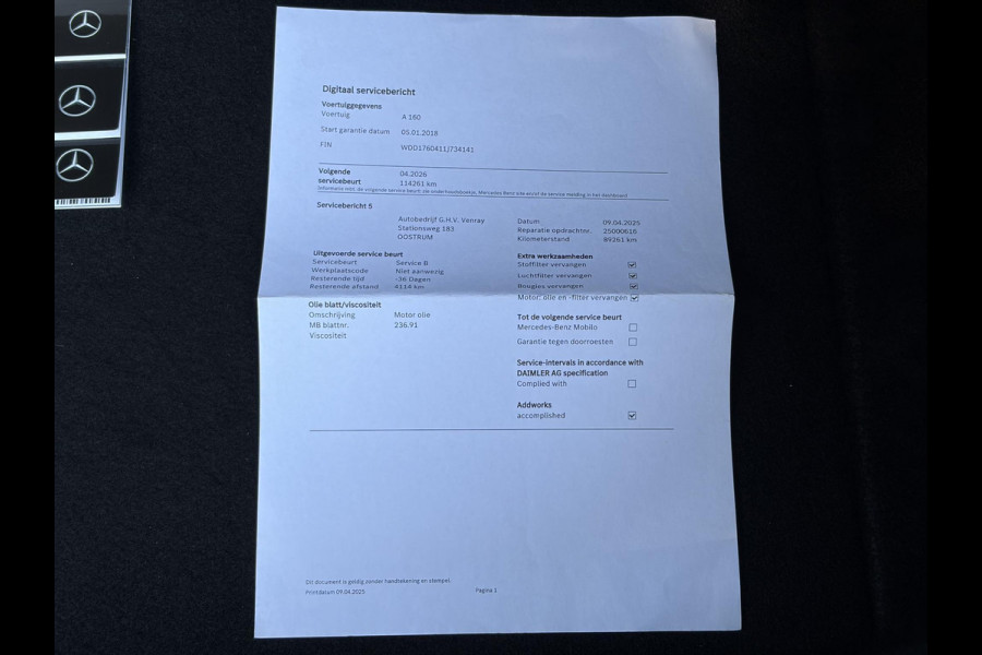 Mercedes-Benz A-Klasse 160 Ambition Automaat l Dealer Onderhouden l Pano l Carplay l Stoelverw l Navi l Halfleder l Pdc l LED l Clima l Cruise l Lm velgen l 102pk l N.A.P l Apk tot 07-2027