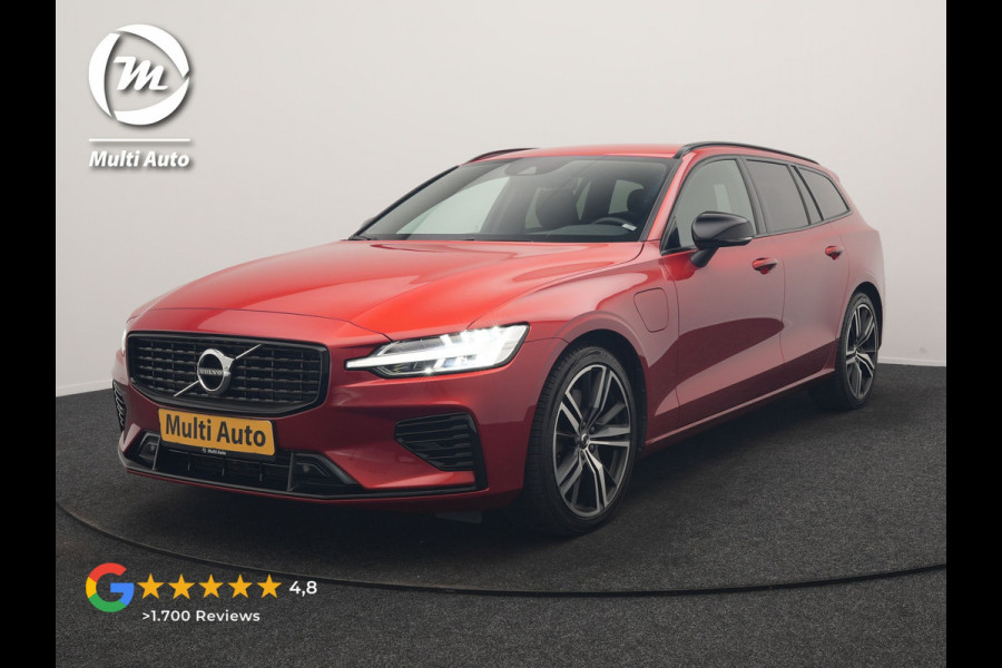 Volvo V60 T6 Recharge AWD R-Design PHEV 340pk Dealer O.H | Trehaak Af Fabriek | Camera | Lederen Sportstoelen Memory & Verwarmd | Cruise Control | Pilot Assist | Apple Carplay | Keyless | Stuurverwarming | Virtual | Navigatie | DAB | 19"L.M | Plug In Hybrid |