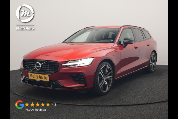 Volvo V60 T6 Recharge AWD R-Design PHEV 340pk Dealer O.H | Trehaak Af Fabriek | Camera | Lederen Sportstoelen Memory & Verwarmd | Cruise Control | Pilot Assist | Apple Carplay | Keyless | Stuurverwarming | Virtual | Navigatie | DAB | 19"L.M | Plug In Hybrid |