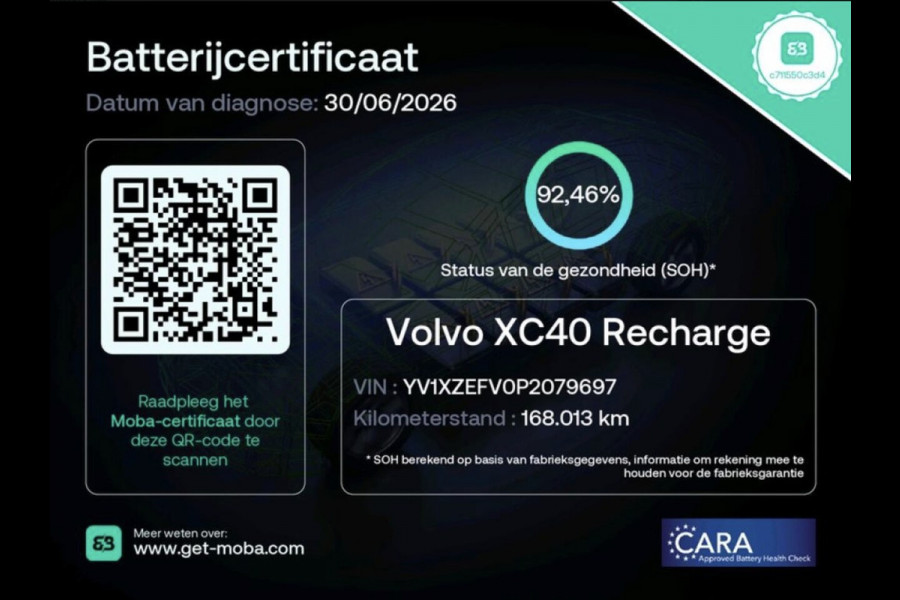 Volvo XC40 Recharge Ultimate 70 kWh SOH 92, 5% (PANORAMADAK, STUUR-/STOELVERWARMING, 360 CAMERA, DEAL