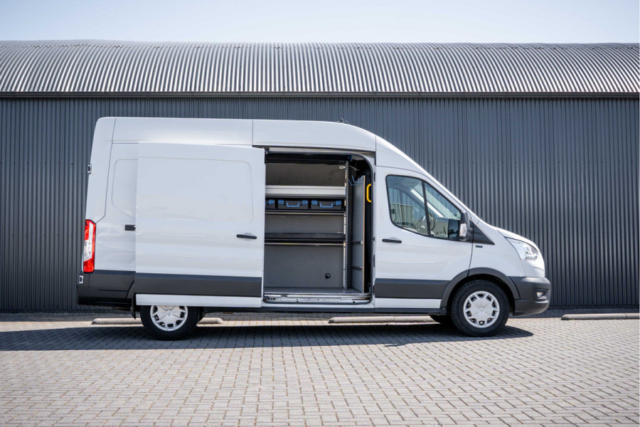 Ford Transit | L3H3 | 130Pk | Inrichting | 3-Zits | Camera | Cruise | PDC | Airco
