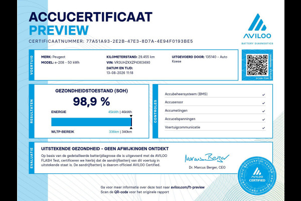 Peugeot 208 EV Allure 50 kWh | 98,9% SOH | 11 KW Lader | Navigatie | Parkeersensoren