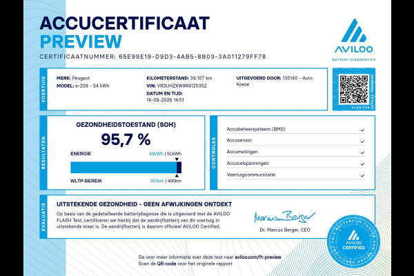 Peugeot e-208 EV GT 54 kWh | 95,7% SOH | 11 KW Lader | 360 Camera | Alcantara Pakket | Navigatie