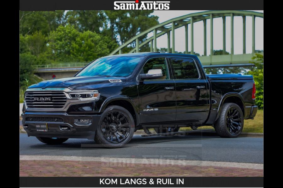 Dodge Ram LONGHORN BRUIN LEDER 5,7L V8 HEMI | VIRTUAL | HEAD UP | PANODAK | LUCHTVERING | BOM VOL | DC | 402 PK | CREW CAB | DUBBELE CABINE | 4X4 | 5 PERSOONS | GRIJSKENTEKEN | LIMITED