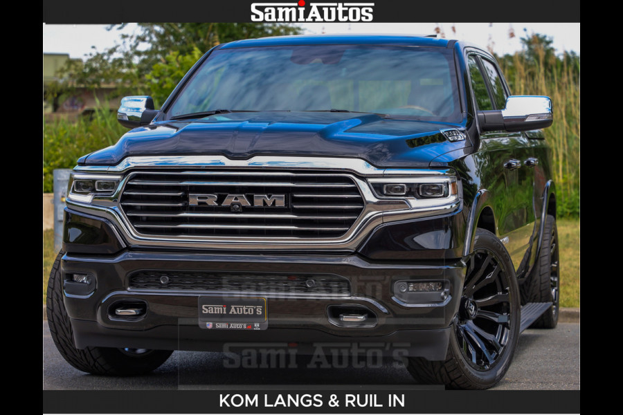 Dodge Ram LONGHORN BRUIN LEDER 5,7L V8 HEMI | VIRTUAL | HEAD UP | PANODAK | LUCHTVERING | BOM VOL | DC | 402 PK | CREW CAB | DUBBELE CABINE | 4X4 | 5 PERSOONS | GRIJSKENTEKEN | LIMITED
