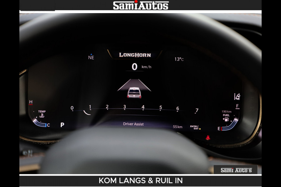 Dodge Ram LONGHORN BRUIN LEDER 5,7L V8 HEMI | VIRTUAL | HEAD UP | PANODAK | LUCHTVERING | BOM VOL | DC | 402 PK | CREW CAB | DUBBELE CABINE | 4X4 | 5 PERSOONS | GRIJSKENTEKEN | LIMITED
