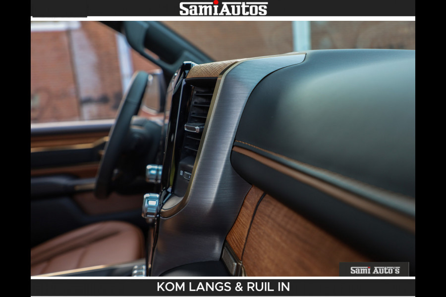 Dodge Ram LONGHORN BRUIN LEDER 5,7L V8 HEMI | VIRTUAL | HEAD UP | PANODAK | LUCHTVERING | BOM VOL | DC | 402 PK | CREW CAB | DUBBELE CABINE | 4X4 | 5 PERSOONS | GRIJSKENTEKEN | LIMITED