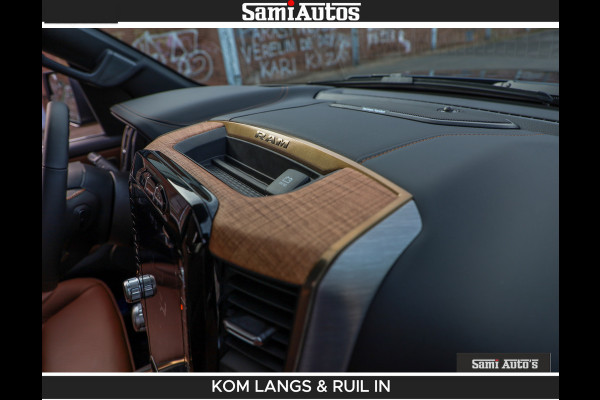 Dodge Ram LONGHORN BRUIN LEDER 5,7L V8 HEMI | VIRTUAL | HEAD UP | PANODAK | LUCHTVERING | BOM VOL | DC | 402 PK | CREW CAB | DUBBELE CABINE | 4X4 | 5 PERSOONS | GRIJSKENTEKEN | LIMITED