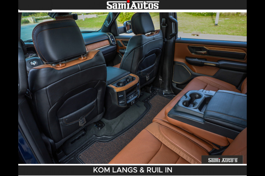 Dodge Ram LONGHORN BRUIN LEDER 5,7L V8 HEMI | VIRTUAL | HEAD UP | PANODAK | LUCHTVERING | BOM VOL | DC | 402 PK | CREW CAB | DUBBELE CABINE | 4X4 | 5 PERSOONS | GRIJSKENTEKEN | LIMITED