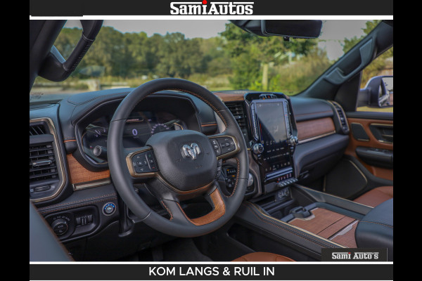 Dodge Ram LONGHORN BRUIN LEDER 5,7L V8 HEMI | VIRTUAL | HEAD UP | PANODAK | LUCHTVERING | BOM VOL | DC | 402 PK | CREW CAB | DUBBELE CABINE | 4X4 | 5 PERSOONS | GRIJSKENTEKEN | LIMITED