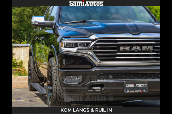 Dodge Ram LONGHORN BRUIN LEDER 5,7L V8 HEMI | VIRTUAL | HEAD UP | PANODAK | LUCHTVERING | BOM VOL | DC | 402 PK | CREW CAB | DUBBELE CABINE | 4X4 | 5 PERSOONS | GRIJSKENTEKEN | LIMITED