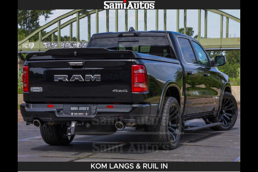 Dodge Ram LONGHORN BRUIN LEDER 5,7L V8 HEMI | VIRTUAL | HEAD UP | PANODAK | LUCHTVERING | BOM VOL | DC | 402 PK | CREW CAB | DUBBELE CABINE | 4X4 | 5 PERSOONS | GRIJSKENTEKEN | LIMITED