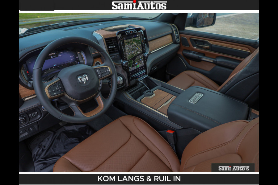 Dodge Ram LONGHORN BRUIN LEDER 5,7L V8 HEMI | VIRTUAL | HEAD UP | PANODAK | LUCHTVERING | BOM VOL | DC | 402 PK | CREW CAB | DUBBELE CABINE | 4X4 | 5 PERSOONS | GRIJSKENTEKEN | LIMITED