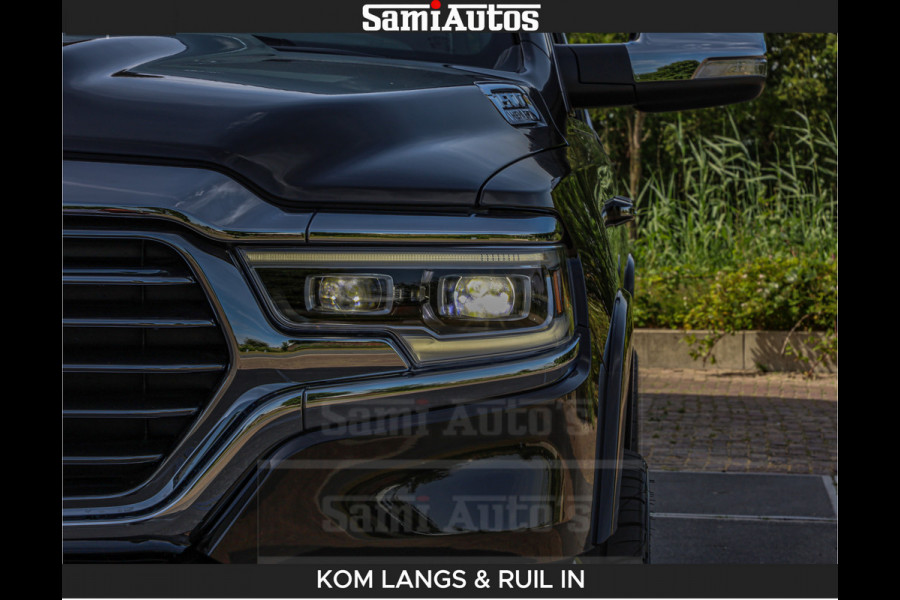 Dodge Ram LONGHORN BRUIN LEDER 5,7L V8 HEMI | VIRTUAL | HEAD UP | PANODAK | LUCHTVERING | BOM VOL | DC | 402 PK | CREW CAB | DUBBELE CABINE | 4X4 | 5 PERSOONS | GRIJSKENTEKEN | LIMITED