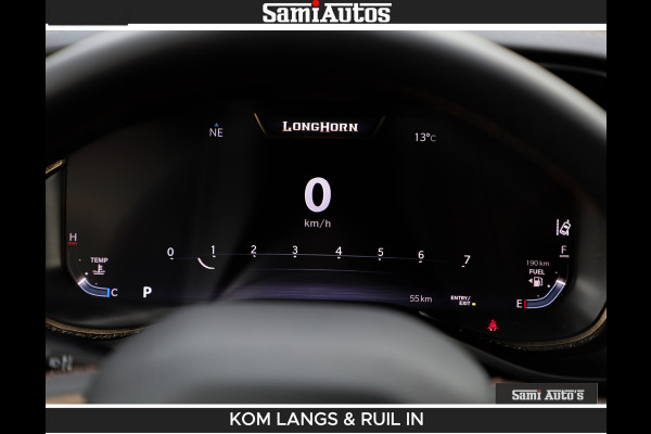 Dodge Ram LONGHORN BRUIN LEDER 5,7L V8 HEMI | VIRTUAL | HEAD UP | PANODAK | LUCHTVERING | BOM VOL | DC | 402 PK | CREW CAB | DUBBELE CABINE | 4X4 | 5 PERSOONS | GRIJSKENTEKEN | LIMITED