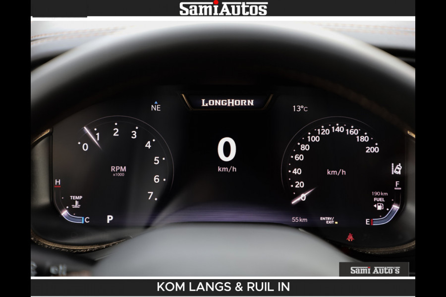 Dodge Ram LONGHORN BRUIN LEDER 5,7L V8 HEMI | VIRTUAL | HEAD UP | PANODAK | LUCHTVERING | BOM VOL | DC | 402 PK | CREW CAB | DUBBELE CABINE | 4X4 | 5 PERSOONS | GRIJSKENTEKEN | LIMITED