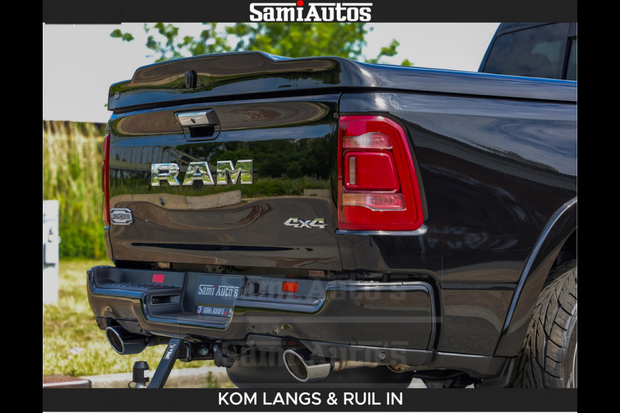 Dodge Ram LONGHORN BRUIN LEDER 5,7L V8 HEMI | VIRTUAL | HEAD UP | PANODAK | LUCHTVERING | BOM VOL | DC | 402 PK | CREW CAB | DUBBELE CABINE | 4X4 | 5 PERSOONS | GRIJSKENTEKEN | LIMITED