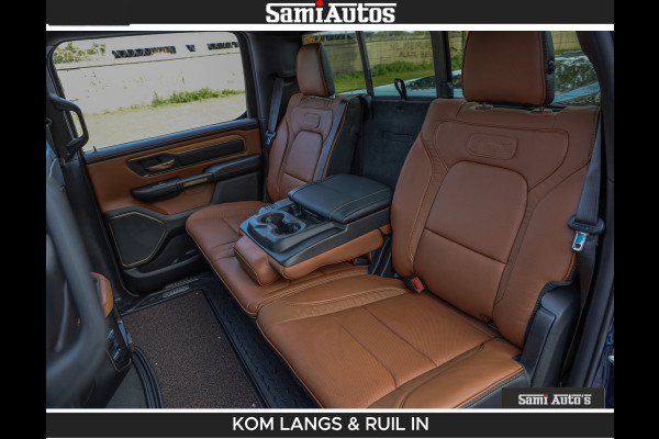Dodge Ram LONGHORN BRUIN LEDER 5,7L V8 HEMI | VIRTUAL | HEAD UP | PANODAK | LUCHTVERING | BOM VOL | DC | 402 PK | CREW CAB | DUBBELE CABINE | 4X4 | 5 PERSOONS | GRIJSKENTEKEN | LIMITED