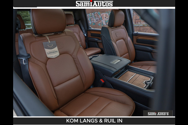Dodge Ram LONGHORN BRUIN LEDER 5,7L V8 HEMI | VIRTUAL | HEAD UP | PANODAK | LUCHTVERING | BOM VOL | DC | 402 PK | CREW CAB | DUBBELE CABINE | 4X4 | 5 PERSOONS | GRIJSKENTEKEN | LIMITED