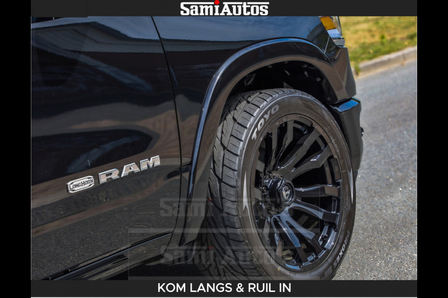 Dodge Ram LONGHORN BRUIN LEDER 5,7L V8 HEMI | VIRTUAL | HEAD UP | PANODAK | LUCHTVERING | BOM VOL | DC | 402 PK | CREW CAB | DUBBELE CABINE | 4X4 | 5 PERSOONS | GRIJSKENTEKEN | LIMITED
