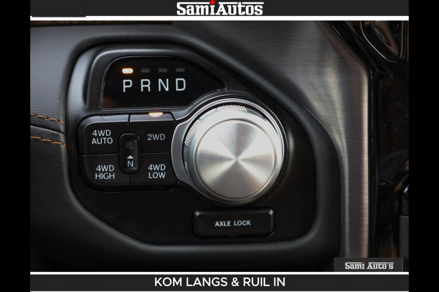 Dodge Ram LONGHORN BRUIN LEDER 5,7L V8 HEMI | VIRTUAL | HEAD UP | PANODAK | LUCHTVERING | BOM VOL | DC | 402 PK | CREW CAB | DUBBELE CABINE | 4X4 | 5 PERSOONS | GRIJSKENTEKEN | LIMITED