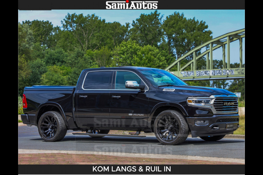 Dodge Ram LONGHORN BRUIN LEDER 5,7L V8 HEMI | VIRTUAL | HEAD UP | PANODAK | LUCHTVERING | BOM VOL | DC | 402 PK | CREW CAB | DUBBELE CABINE | 4X4 | 5 PERSOONS | GRIJSKENTEKEN | LIMITED