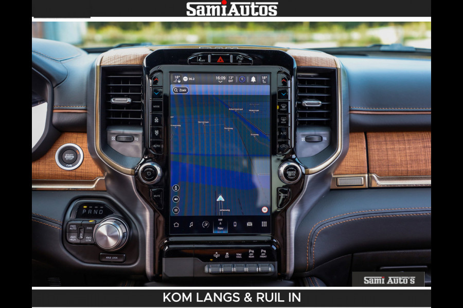 Dodge Ram LONGHORN BRUIN LEDER 5,7L V8 HEMI | VIRTUAL | HEAD UP | PANODAK | LUCHTVERING | BOM VOL | DC | 402 PK | CREW CAB | DUBBELE CABINE | 4X4 | 5 PERSOONS | GRIJSKENTEKEN | LIMITED