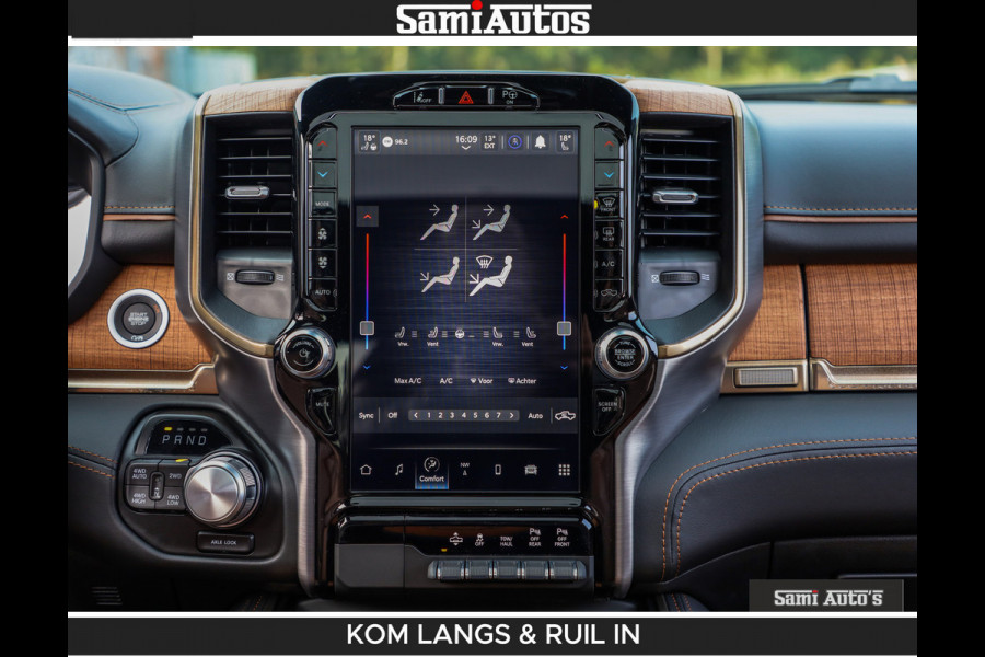 Dodge Ram LONGHORN BRUIN LEDER 5,7L V8 HEMI | VIRTUAL | HEAD UP | PANODAK | LUCHTVERING | BOM VOL | DC | 402 PK | CREW CAB | DUBBELE CABINE | 4X4 | 5 PERSOONS | GRIJSKENTEKEN | LIMITED