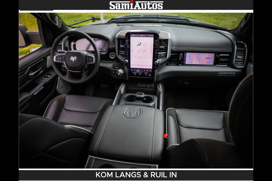 Dodge Ram BOM VOL | Night Premium | Full Option | De Meest Luxe Pick-Up in zijn Klasse | Comfortabele Dubbele Cabine met Royale 5 Zitplaatsen | BPM vrij | Nu Leverbaar uit Voorraad | Voorraad Nr 2287 - 3384 | De specialist in Amerikaanse pick‑ups in Nederland en Europa.