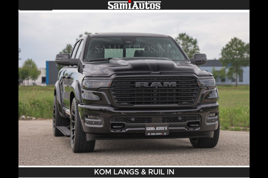 Dodge Ram BOM VOL | Night Premium | Full Option | De Meest Luxe Pick-Up in zijn Klasse | Comfortabele Dubbele Cabine met Royale 5 Zitplaatsen | BPM vrij | Nu Leverbaar uit Voorraad | Voorraad Nr 2287 - 3384 | De specialist in Amerikaanse pick‑ups in Nederland en Europa.