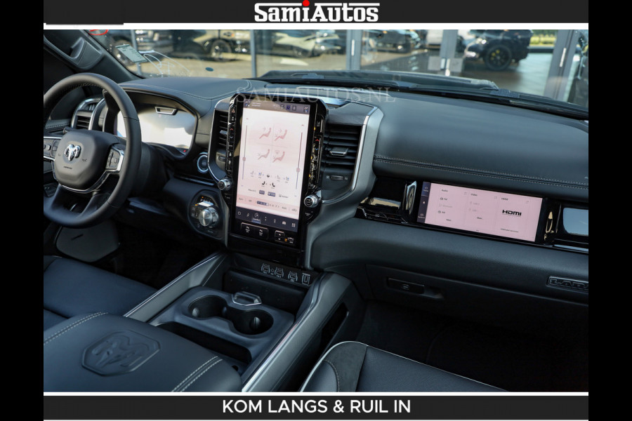 Dodge Ram BOM VOL | Night Premium | Full Option | De Meest Luxe Pick-Up in zijn Klasse | Comfortabele Dubbele Cabine met Royale 5 Zitplaatsen | BPM vrij | Nu Leverbaar uit Voorraad | Voorraad Nr 2287 - 3384 | De specialist in Amerikaanse pick‑ups in Nederland en Europa.
