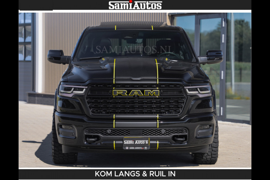 Dodge Ram Limited Night H.O 540HP 706Nm | Massage + Full Option | De Meest Luxe en Volle Pick-Up in zijn Klasse | Comfortabele Dubbele Cabine met Royale 5 Zitplaatsen | BPM vrij | Nu Leverbaar uit Voorraad | Voorraad Nr 2356 - 0990 | De specialist in Amerikaanse pick‑ups in Nederland en Europa.